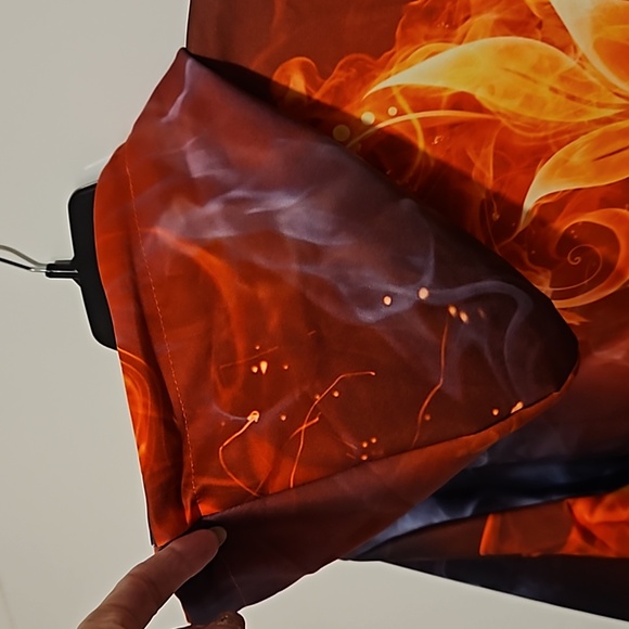 Multicolor abstract print hoodie kangaroo pocket UNISEX Small orange rust black - Picture 8 of 8